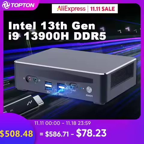 Topton Intel 13th Gen i9 13900H Mini PC Gamer NUC Windows 11 2*DDR5 2*PCIE4.0 2*2.5G LAN Gaming Desk