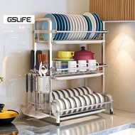 GSlife 2/3-Tier Stainless Steel Dish Drainer Rack for Kitchen Countertop