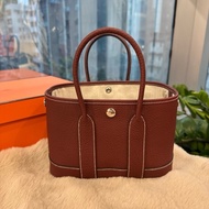 HERMES mini garden party 愛馬仕紅銀扣全皮 stamp k