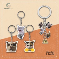 GANTUNGAN [CAT VER. 4] ACRYLICKeychain/ ACRYLIC KEYCHAIN CAT MEME KEYCHAIN VERSION 4