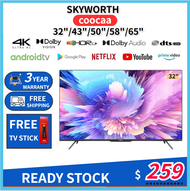 【3 YEAR LOCAL WARRANTY】SKYWORTH Coocaa 32 43 50 58 65 inch 4K HDR Smart TV Android TV| YouTube /Netflix | 4K UHD TV | AI Smart TV