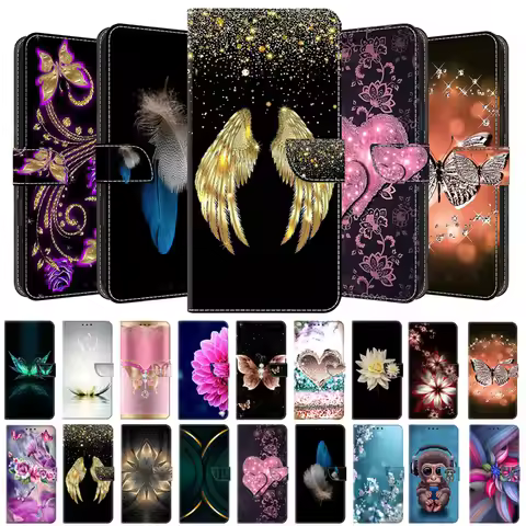 Leather Flip Case For Samsung Galaxy A52 A52S A53 A54 A71 A34 5G S8 S9 Plus Butterfly Painted Wallet