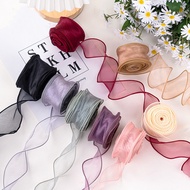 (AVAILABLE IN 1 METER) 9 meter roll of 4cm corrugated chiffon ribbon used to wrap gifts, tie bows on