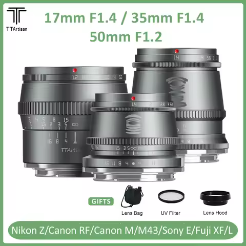 TTArtisan 17mm F1.4 35mm F1.4 50mm F1.2 APS-C Manual Focus Titanium Grey Portrait Photography Lens f