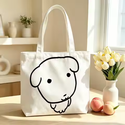 Kawaii G-Ganadi Dog Printed Canvas Tote Bag Shoulder Bag Commuter Mommy Shopping Bag