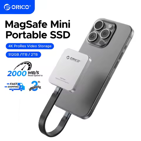 ORICO K20Mini Magnetic External SSD for iPhone 16 15 Pro/Max ProRes 2000MB/s 4K ProRes HDR Record an