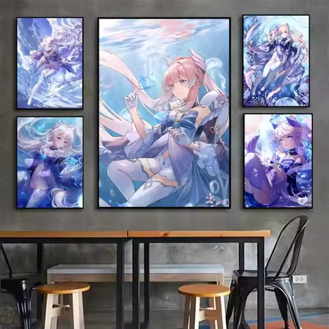 1pc Game Genshin Impact Accounts Sangonomiya Kokomi Poster HD Posters Home Room Bar Cafe Decor Art W