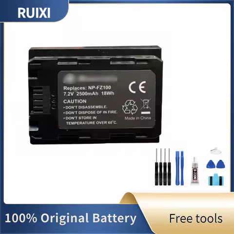 RUIXI NP-FZ100 7.2V 2500mAh Battery For Sony ZV-E1 Alpha A7III A7R III A9 A6600 A7 IV A7R IV A6700 A