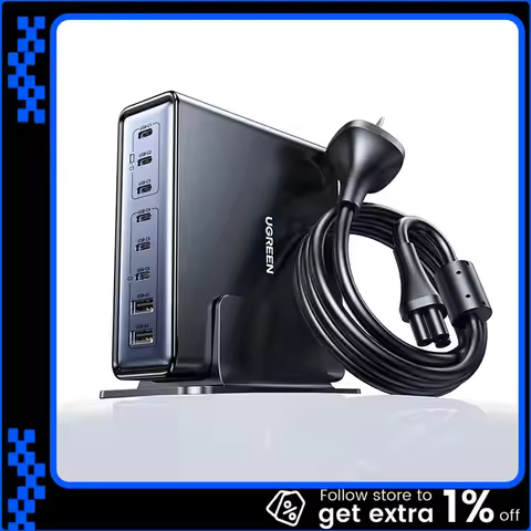 UGREEN 200W GaN Charger 8 in 1 Desktop Laptop Fast Charging Stand For Phone Tablets Smart Watch Desk
