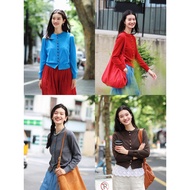 Special Bloom Women's Clothing 519/Spring New Style Basilan Wool Contrast Color Button Cardigan Swea