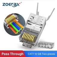 Zoerax RJ45 cat8 CAT7 & cat6A đi qua kết nối 8P8C 50um mạ vàng bảo vệ FTP/STP | RJ45 Mạng phích cắm