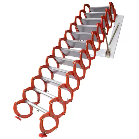 12-Steps Folding Attic Stairs, 9.5-10.17ft Installation Height,Wall Mounted Loft Stairs,Loft Ladder 