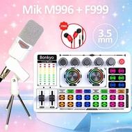 [COD] Bonkyo F999/F999MAX/F999NEO + M996 Set Soundcard & Mikrofon Peralatan Live Streaming Rekaman B