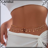 ARREBUL Rhinestone Waist Chain, Multilayer Gold Crystal Belly Body Chain, Boho Waistband Metal Alloy