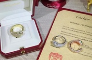 Cartier 滿鑽豹頭亞金戒指 玫瑰金/金色/銀色