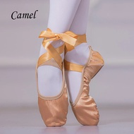 （Ballet）Girls Ballet Dance Shoes Women Ballet Point Shoes Satin Soft Sole Children Practise Ballerina Shoes Adults Dance Shoes