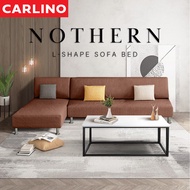 (*สินค้าพร้อมส่ง*) MR CARLINO:  KAZUKI 4 Seater โซฟา โซฟารูปตัวแอล โซฟาคุณภาพดี โซฟาพร้อมสตูลในตัว (Foldable Sofa Bed / L Shape Sofa / Canvas Sofa / 2 in 1  with 1 Year Warranty)