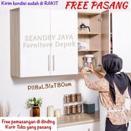 Kichen set atas putih Pintu HPL/partikel board/lemari sayur/dapur/piring/makanan/buku/serba guna/SEA