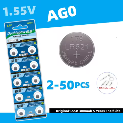 2-50PCS Doublepow 1.55V LR521 Button Batteries For Watch Toys Remote SR521SW 379 D379 GP379 SR521 37