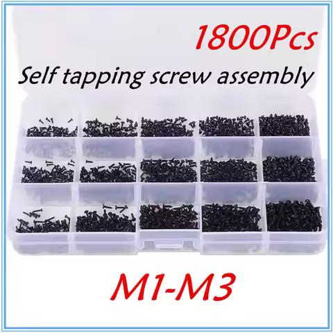 450-1800Pcs M1 M1.2 M1.5 M1.7 M2 M2.5 M3 Mix Pan Phillips Head Micro Screws Round Pan Head Self Tapp