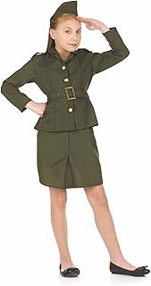 fun shack Kids WW2 Army Girl Costume Childrens 1940s Wartime Military Uniform