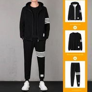 ชุดลำลองผู้ชายสไตล์สปอร์ตสำหรับฤดูใบไม้ร่วง/ฤดูหนาว ปี 2022 เสื้อคาร์ดิแกน คอกลม ชุดสามชิ้น เสื้อสเว