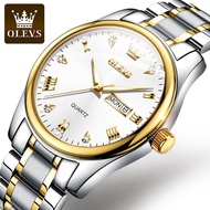 OLEVS 5563 Quartz Business Watches For Men Waterproof Stainless Steel Strap Golden Diamond-encrusted