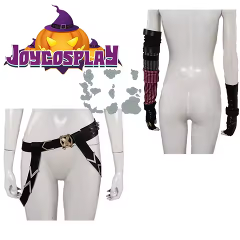 Arcane Jinx Cosplay Gloves Belt Tattoo Stickers LoL Fantasy Hand Covers Waistband Halloween Carnival