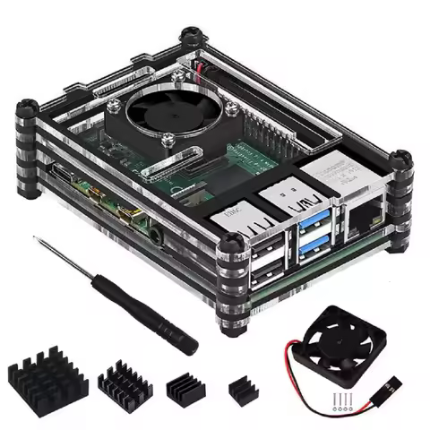 9 Layers For Raspberry Pi 4B Acrylic Case Clear Box Cover With Cooling Fan & Heatsink For Raspberry 
