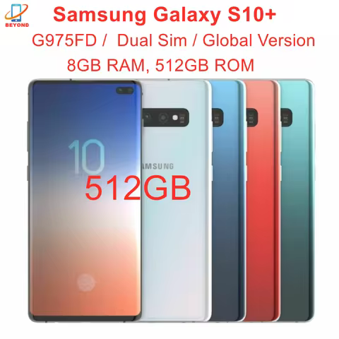 Samsung Galaxy S10 Plus S10+ G975FD Dual Sim 128GB 512GB ROM 8GB RAM Octa Core 6.4" Global Version N