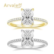 Arvaleff 925 Silver Ring Set with 7 x 9mm Radian Zircon Light Luxury Wedding Ring Female 3CT Diamond
