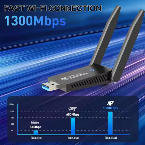 1300Mbps USB 3 0 WiFi Adapter Dual Band 5GHz 2 4GHz High Gain Antenna Long Range Wireless Network Ca