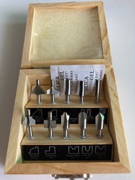 Proxxon 29020 路由器鑽頭組,10 個,木製盒,銀色 鎢鋼 超硬鋼木工銑刀