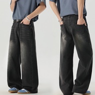Seluar Jeans Lelaki black baggy pants men Korean style premium denim celana panjang wide leg jeans男士