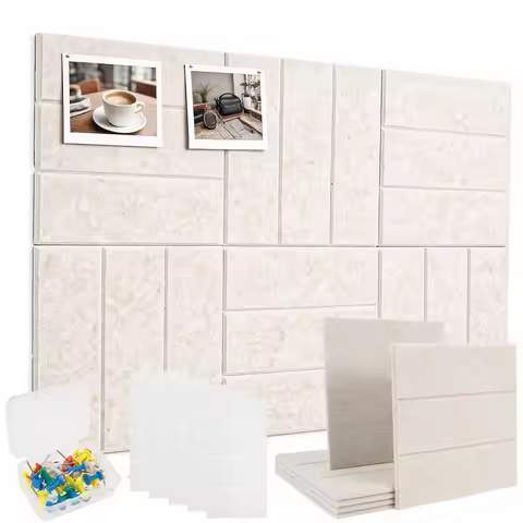 6/12 Pcs Felt Bulletin Board Tiles Self-Adhesive Wall Panels Bulletin Board with Pushpins Cork Board