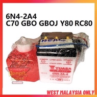REMPIT Yuasa Bateri Basah 6N4-2A4 100% Original Motor Battery 6n4 HONDA CUB C70 GBO GBOJ Y80 RC80