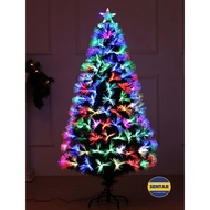 Fibre Optic Artificial 180CM (6FT) Christmas Tree with Lights and Stars