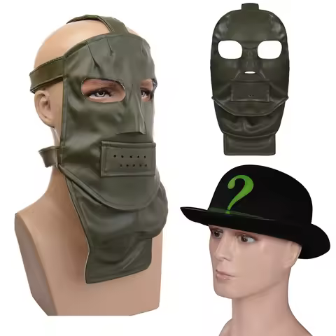 The Riddler Mask Men Cosplay Fantasy Hat Movie Super Villain Edward Costume Disguise Accessories Hal