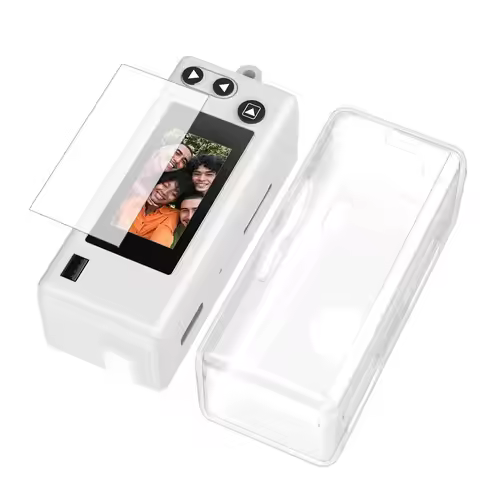 2in1 Protect Kit Transprent TPU Case with Tempered Glass Screen for Kodak Charmera Mini Camera Film 