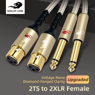 GOLLEY LION 2XLR Female to 2TS Cable 1/4 inch (6.35mm) to XLR Female Adapter Cable Quarter Inch to M
