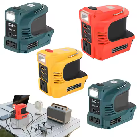 110V/220V Inverter Power Station For Dewalt/Milwaukee/Makita/Bosch18V Battery 180W LED Outdoor Campi