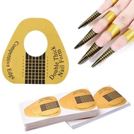100pcs Gold Horseshoe Nail Forms French Acrylic UV Nail Gel Tips Extension Forms Guide Stickers Curl