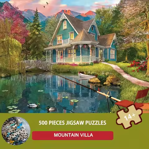 Mountain Villa 500-Piece Jigsaw Puzzle 20.5x15 Inches Challenging Adult Puzzle for Nature Lovers 52x