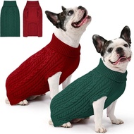 Lorehelina 2 Pack Dog Sweaters for Medium Dogs Winter Turtleneck Pullover Cable Knit Fleece Stretch 