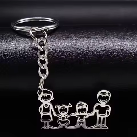 Family Boy Girl Mom Dad Gift Stainless Steel Key Ring Jewelry Silver Color Keychain Christmas Gifts 