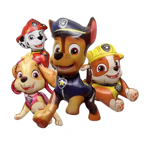 4pcs Circle Paw Patrol Cartoon Dog Balloon Ryder Chase Skye Aluminum Film Balloon Toys Children's Bi