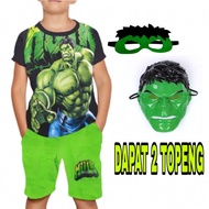 HIJAU Hulk Boys Short Suit/Green hulk superhero Character Children's Shirt