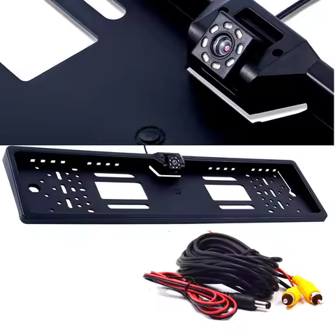 EU European License Plate Frame with Camera Waterproof Night Vision Reverse Backup for Parking
