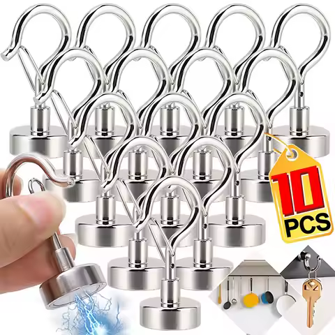 10/1Pcs Magnetic Hook Elastic Hook Press Household Magnetic Buckle Wholesale NdFeB Strong Magnet Key