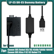 5V USB to LP-E5 Dummy Battery DR-E5 DC Coupler & Power Bank Cable for Canon EOS 450D 500D 1000D Kiss